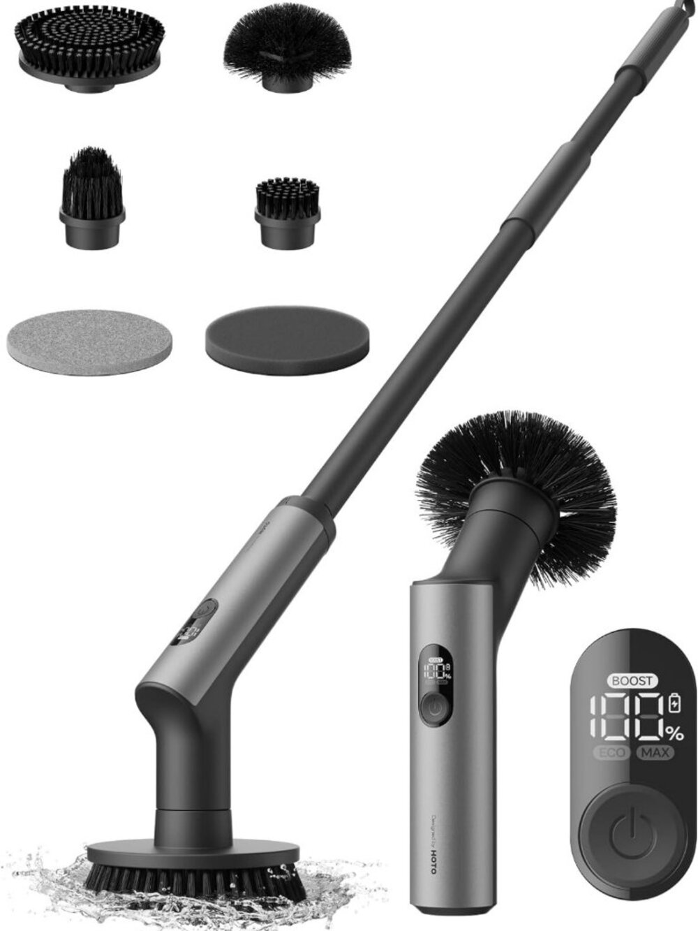 Cordless Electric Spin Scrubber with Digital Display, Powerful Cleaning Tool